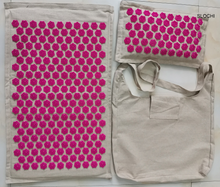 Load image into Gallery viewer, Acupressure Mat and Pillow Set with Bag  - Acupuncture for Back/Neck Pain Relief and Muscle Relaxation (Pink).
