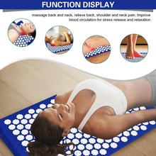Загрузить изображение в средство просмотра галереи, Acupressure Mat and Pillow Set - Acupuncture for Back/Neck Pain Relief and Muscle Relaxation - Indigo
