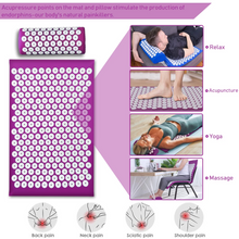 Lade das Bild in den Galerie-Viewer, Acupressure Mat and Pillow Set - Acupuncture for Back/Neck Pain Relief and Muscle Relaxation - Lilac.

