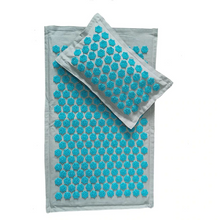 Load image into Gallery viewer, Acupressure Mat and Pillow Set with Bag  - Acupuncture for Back/Neck Pain Relief and Muscle Relaxation  (Light Blue).
