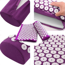 Charger l&#39;image dans la galerie, Acupressure Mat and Pillow Set - Acupuncture for Back/Neck Pain Relief and Muscle Relaxation - Lilac.

