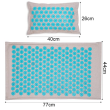 Lade das Bild in den Galerie-Viewer, Acupressure Mat and Pillow Set with Bag  - Acupuncture for Back/Neck Pain Relief and Muscle Relaxation  (Light Blue)
