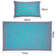 Load image into Gallery viewer, Acupressure Mat and Pillow Set with Bag  - Acupuncture for Back/Neck Pain Relief and Muscle Relaxation (Teal)
