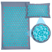 Load image into Gallery viewer, Acupressure Mat and Pillow Set with Bag  - Acupuncture for Back/Neck Pain Relief and Muscle Relaxation (Teal)
