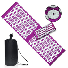 Charger l&#39;image dans la galerie, Acupressure Mat and Pillow Set - Acupuncture for Back/Neck Pain Relief and Muscle Relaxation - Lilac.
