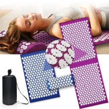 Lade das Bild in den Galerie-Viewer, Acupressure Mat and Pillow Set - Acupuncture for Back/Neck Pain Relief and Muscle Relaxation - Indigo.
