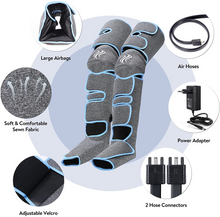 Charger l&#39;image dans la galerie, Leg Air Compression Massager Heated Foot Calf Thigh Circulation for Restless Legs Syndrome - Grey.
