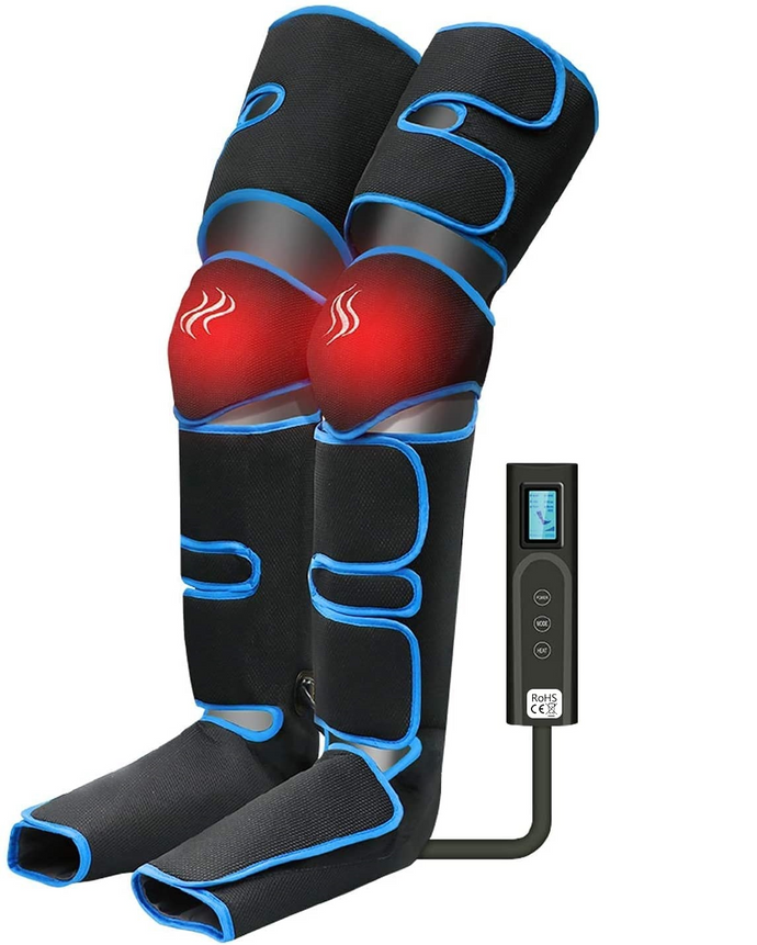 Leg Air Compression Massager Heated Foot Calf Thigh Circulation for Restless Legs Syndrome.